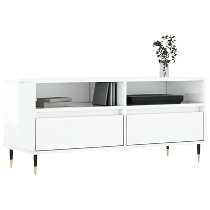 TV Cabinet High Gloss White 100x34,5x44,5 cm Engineered Wood
