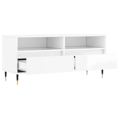 TV Cabinet High Gloss White 100x34,5x44,5 cm Engineered Wood
