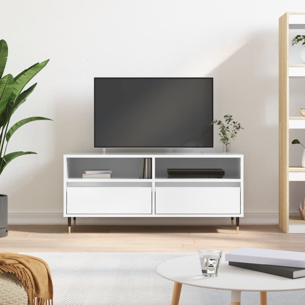 TV Cabinet High Gloss White 100x34,5x44,5 cm Engineered Wood