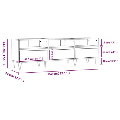 TV Cabinet Concrete Grey 150x30x44,5 cm Engineered Wood