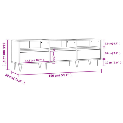 TV Cabinet Smoked Oak 150x30x44,5 cm Engineered Wood
