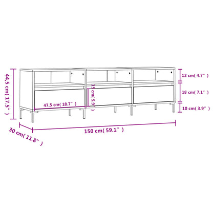 TV Cabinet White 150x30x44,5 cm Engineered Wood