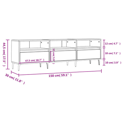 TV Cabinet White 150x30x44,5 cm Engineered Wood
