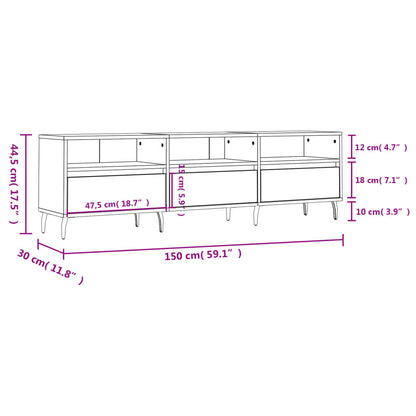TV Cabinet Concrete Grey 150x30x44,5 cm Engineered Wood