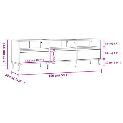 TV Cabinet Grey Sonoma 150x30x44,5 cm Engineered Wood