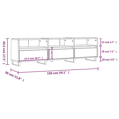 TV Cabinet Sonoma Oak 150x30x44,5 cm Engineered Wood