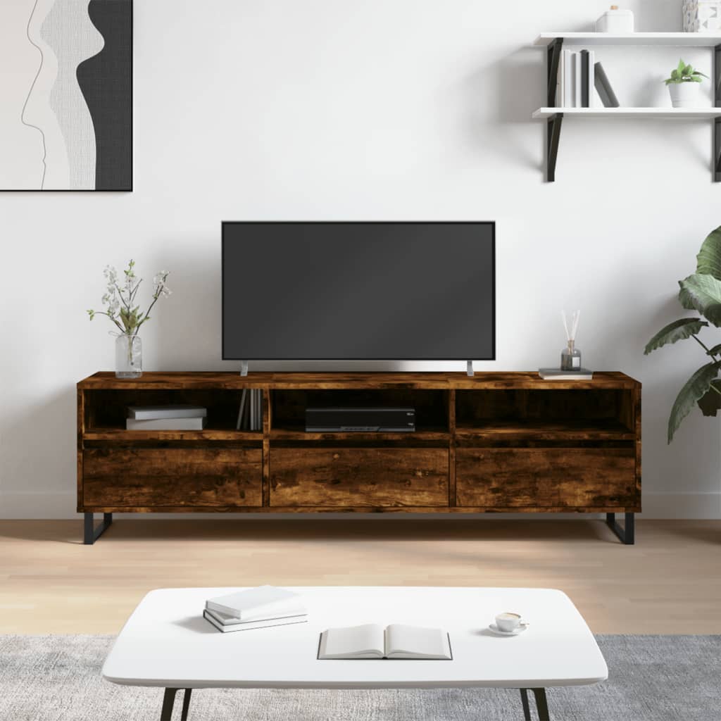 TV Cabinet Smoked Oak 150x30x44,5 cm Engineered Wood