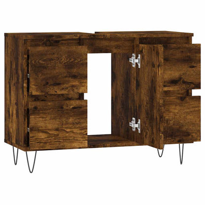 Bathroom Cabinet Smoked Oak 80x33x60 cm Engineered Wood