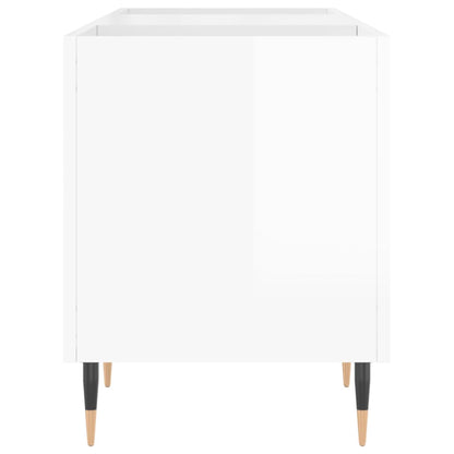 Record Cabinet High Gloss White 121x38x48 cm Engineered Wood
