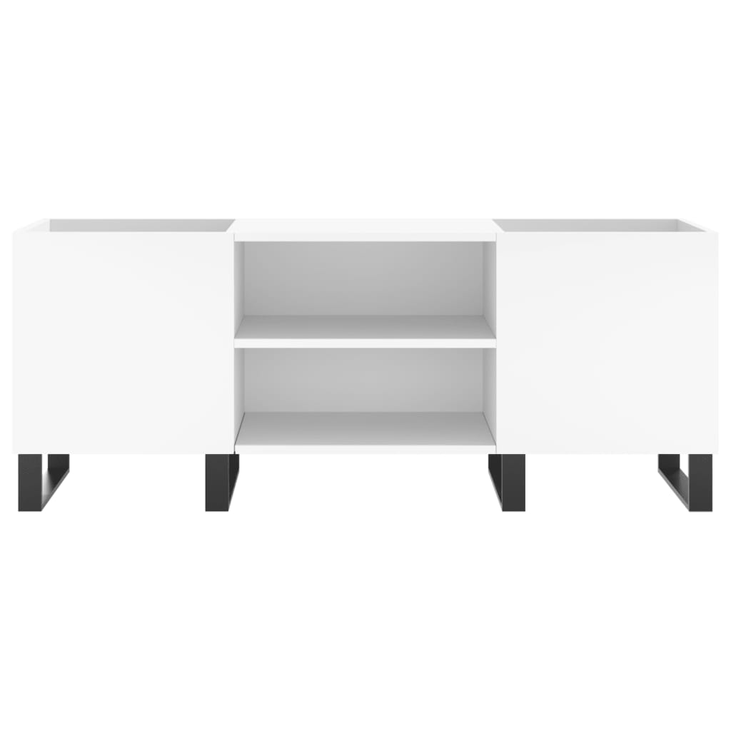 Record Cabinet White 121x38x48 cm Engineered Wood