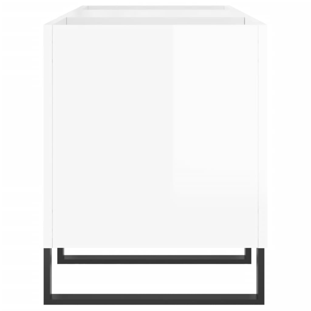 Record Cabinet High Gloss White 121x38x48 cm Engineered Wood
