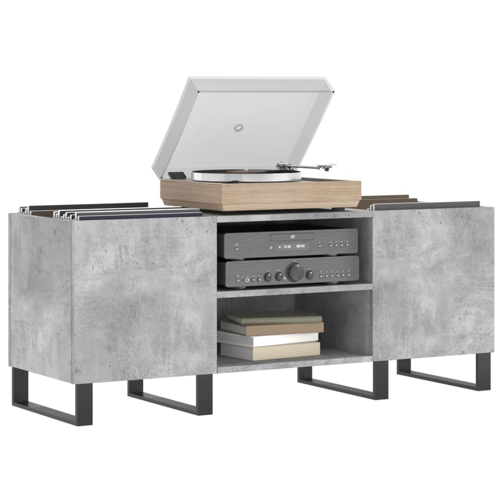 Record Cabinet Concrete Grey 121x38x48 cm Engineered Wood