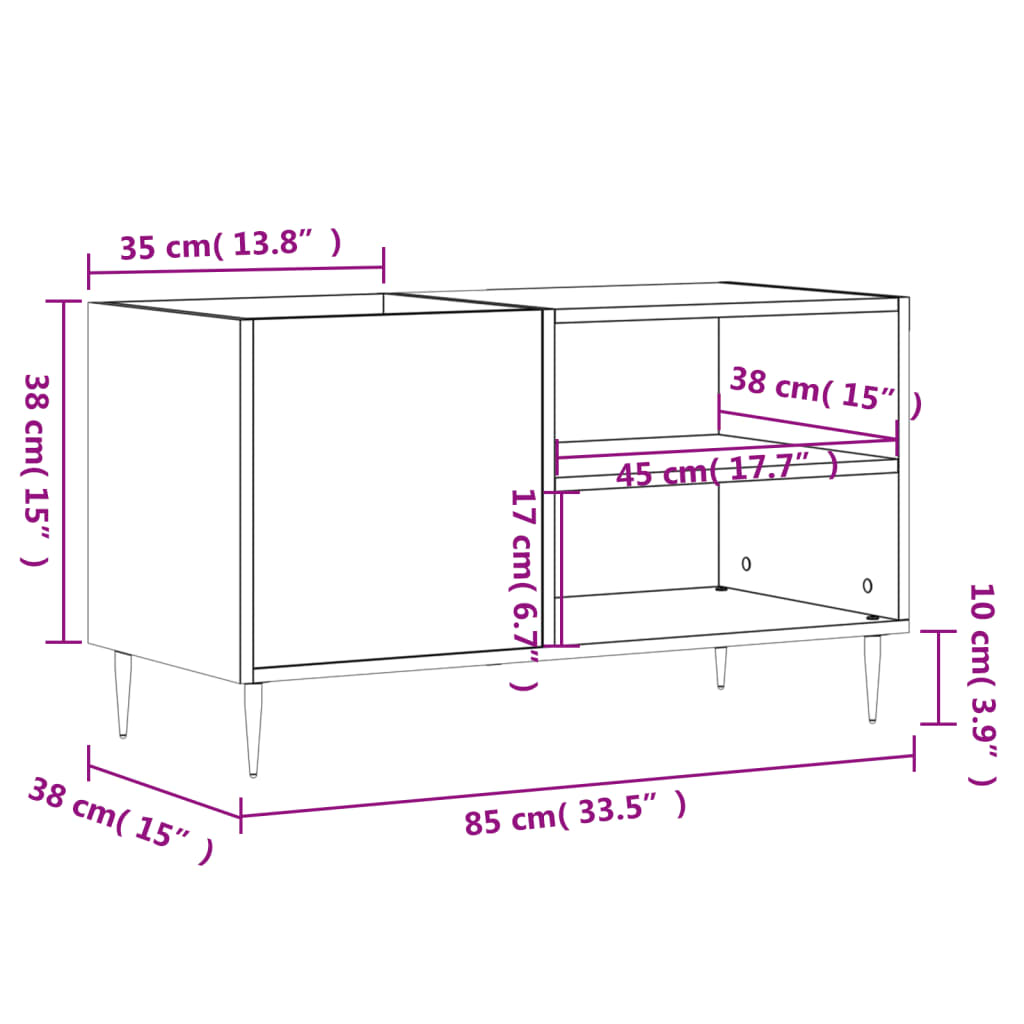Record Cabinet | Black | Engineered wood, iron | Medium | Record Cabinet