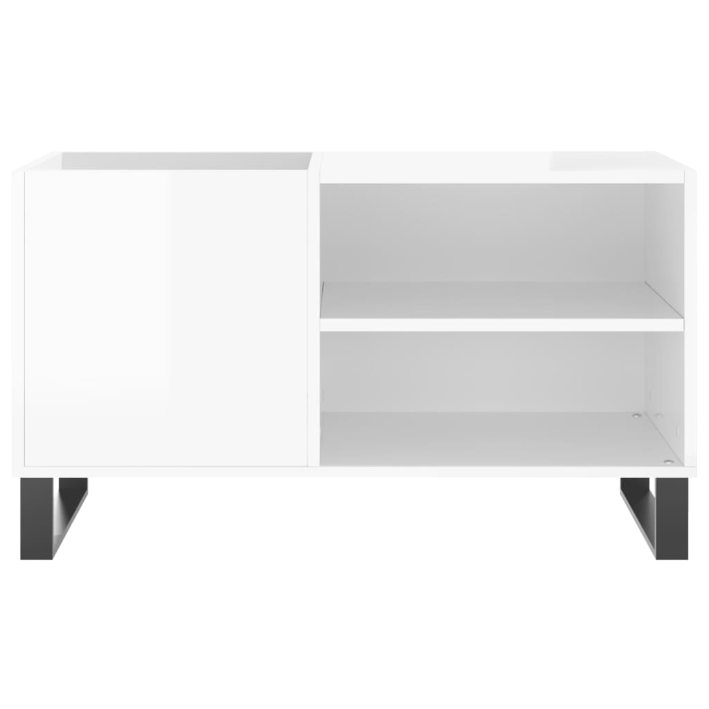 Record Cabinet High Gloss White 85x38x48 cm Engineered Wood