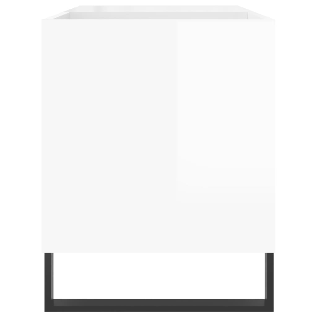 Record Cabinet High Gloss White 85x38x48 cm Engineered Wood