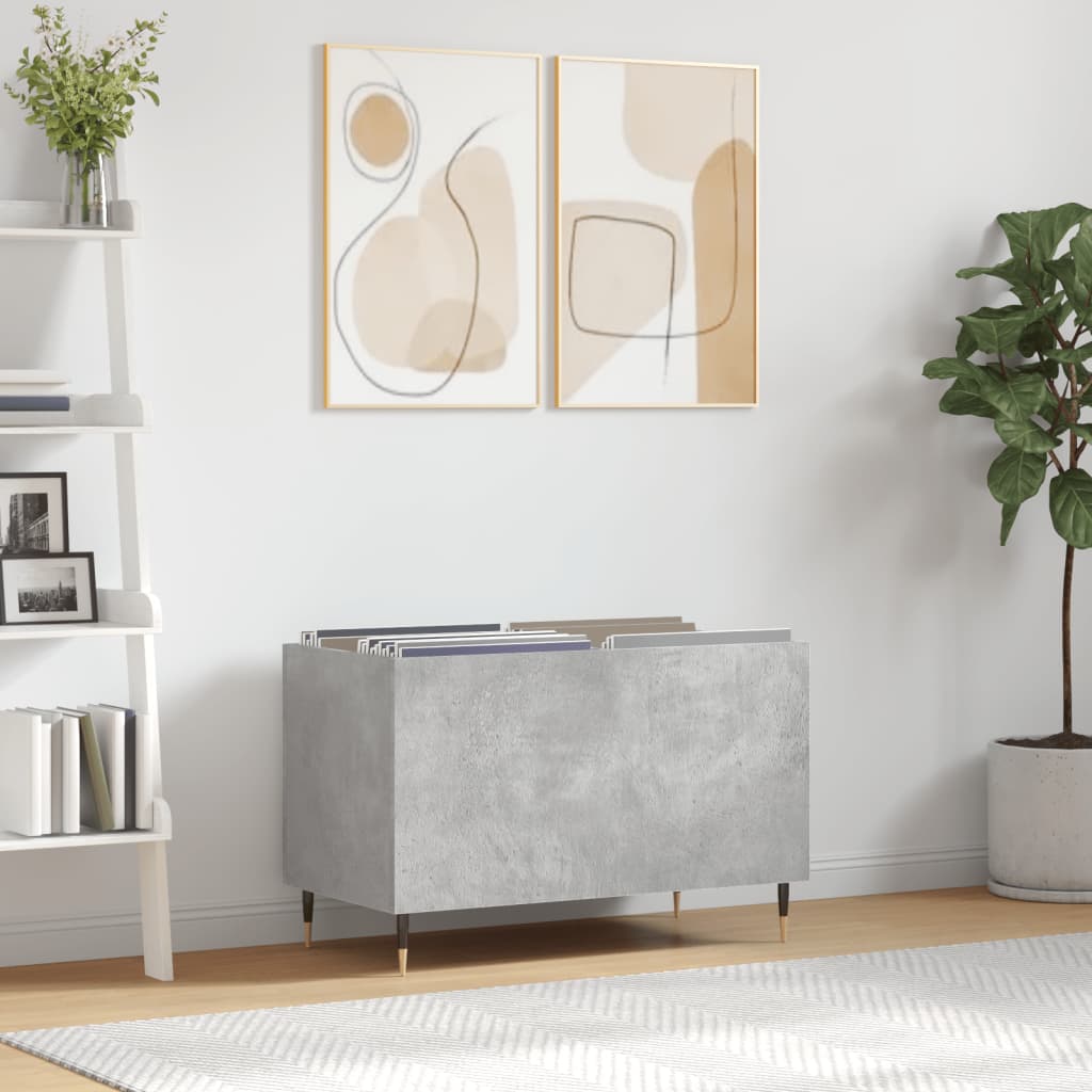 Record Cabinet Concrete Grey 74.5x38x48 cm Engineered Wood