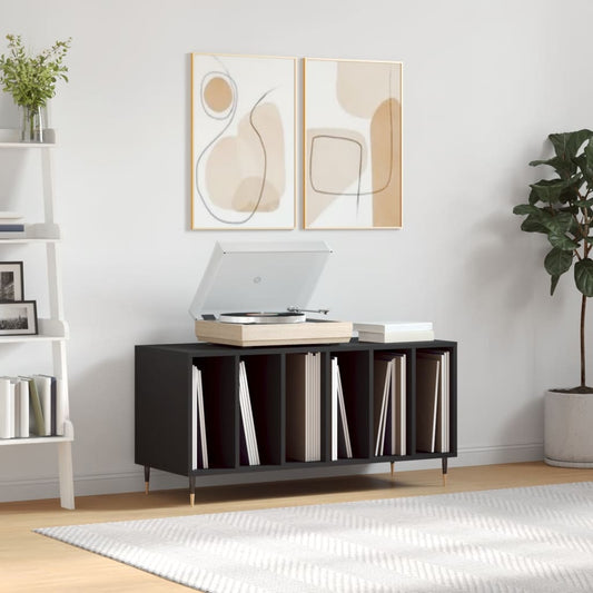 Record Cabinet | Black | Engineered wood | 100x38x48 cm