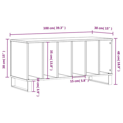 Record Cabinet White 100x38x48 cm Engineered Wood