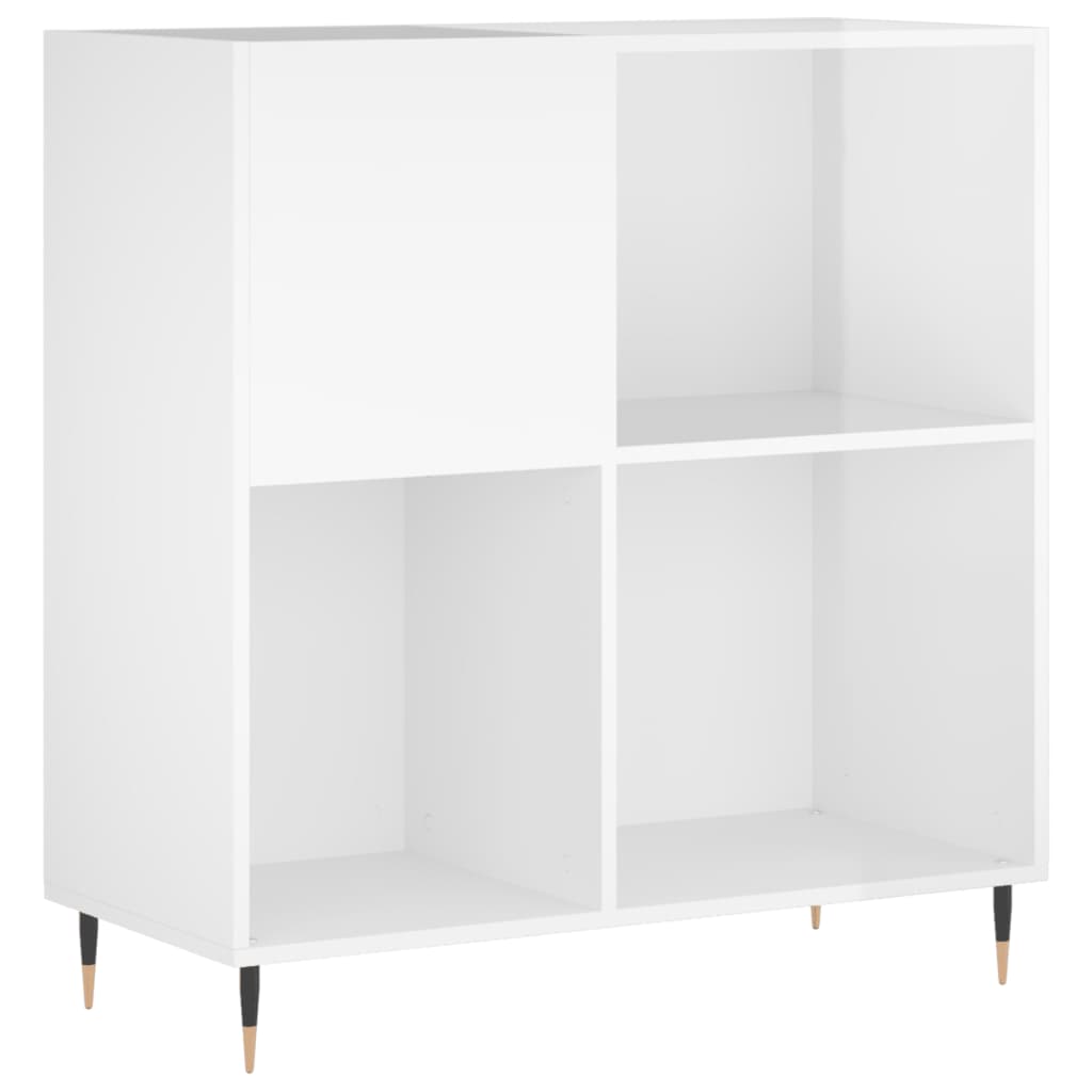 Record Cabinet High Gloss White 84,5x38x89 cm Engineered Wood