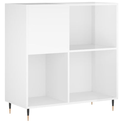 Record Cabinet High Gloss White 84,5x38x89 cm Engineered Wood