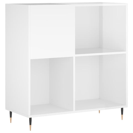 Record Cabinet High Gloss White 84,5x38x89 cm Engineered Wood