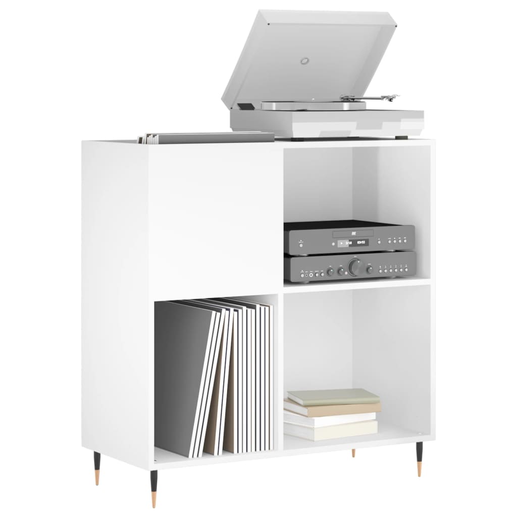 Record Cabinet High Gloss White 84,5x38x89 cm Engineered Wood
