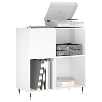 Record Cabinet High Gloss White 84,5x38x89 cm Engineered Wood