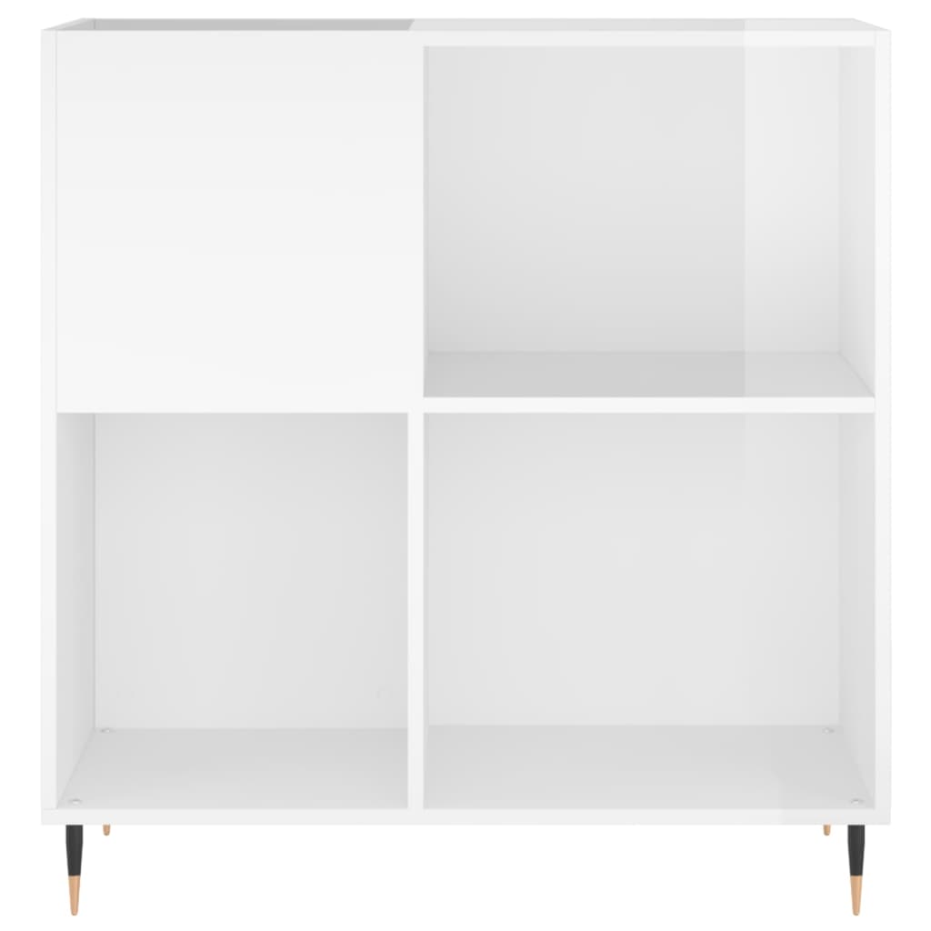 Record Cabinet High Gloss White 84,5x38x89 cm Engineered Wood