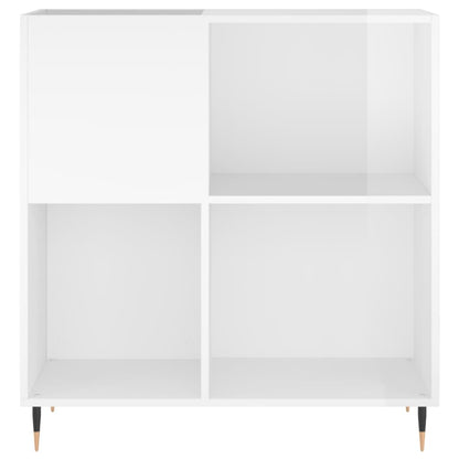 Record Cabinet High Gloss White 84,5x38x89 cm Engineered Wood