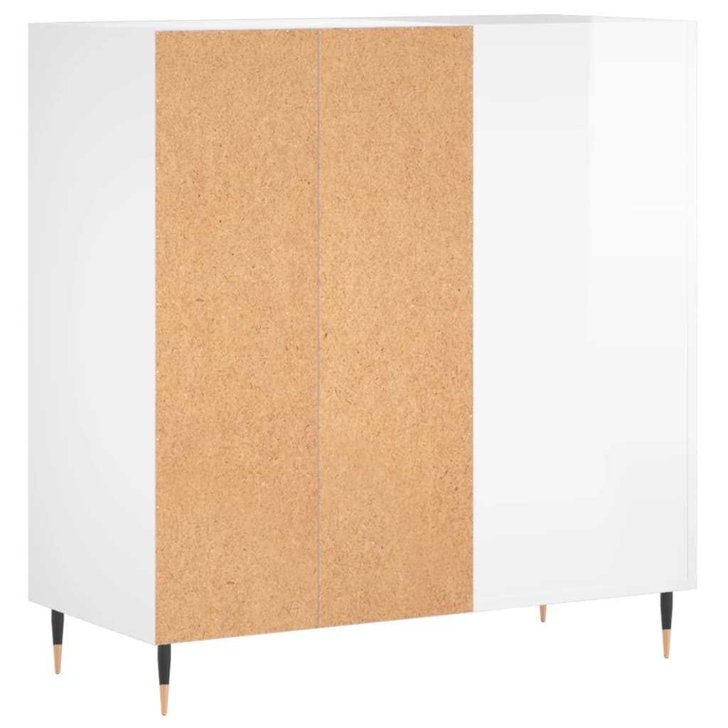 Record Cabinet High Gloss White 84,5x38x89 cm Engineered Wood