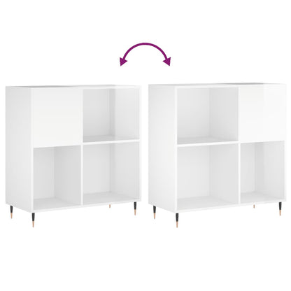 Record Cabinet High Gloss White 84,5x38x89 cm Engineered Wood
