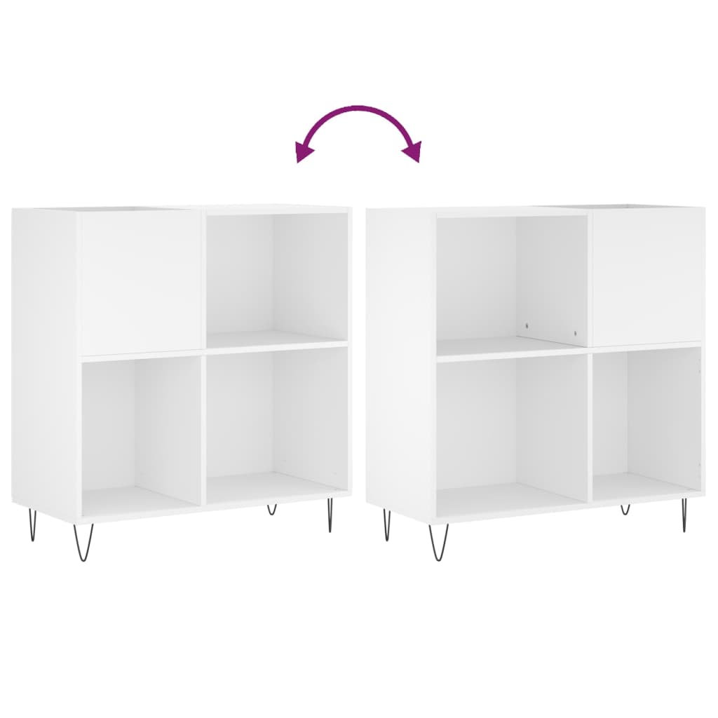 Record Cabinet White 84.5x38x89 cm Engineered Wood
