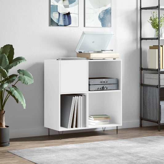Record Cabinet White 84,5x38x89 cm Engineered Wood