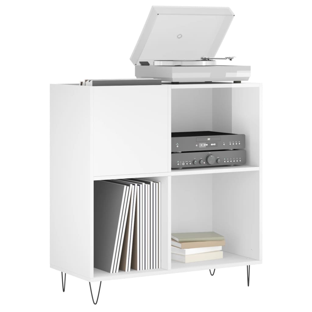 Record Cabinet High Gloss White 84.5x38x89 cm Engineered Wood