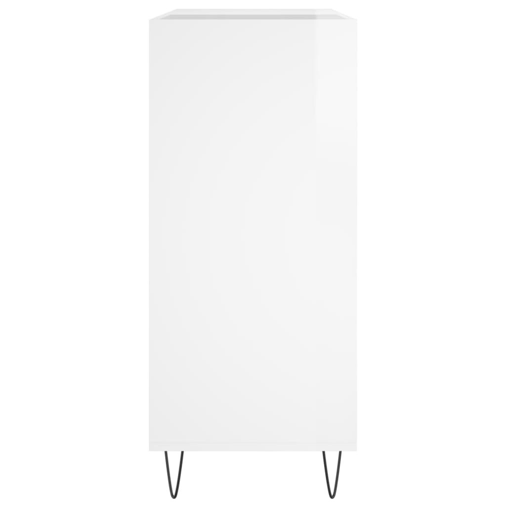 Record Cabinet High Gloss White 84.5x38x89 cm Engineered Wood