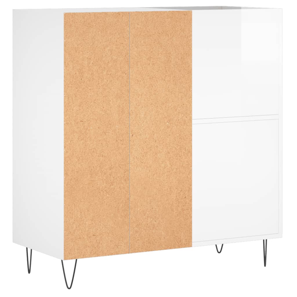 Record Cabinet High Gloss White 84.5x38x89 cm Engineered Wood