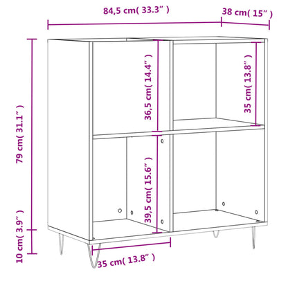 Record Cabinet Concrete Grey 84.5x38x89 cm Engineered Wood