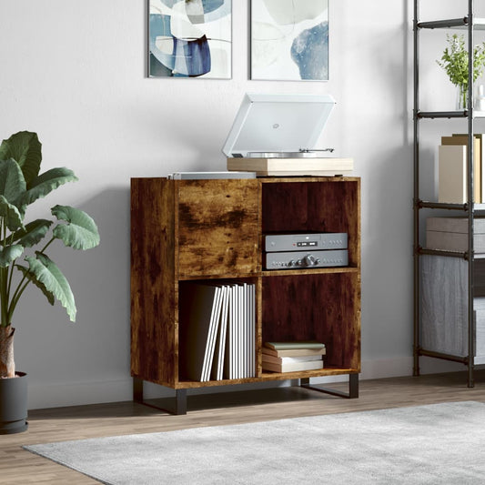 Record Cabinet Smoked Oak 84,5x38x89 cm Engineered Wood