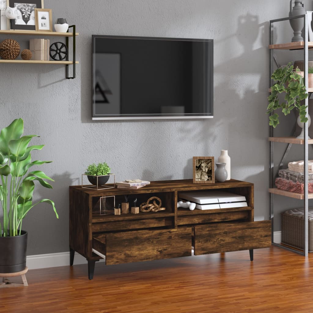 TV Cabinet Smoked Oak 100x34.5x44.5 cm Engineered Wood