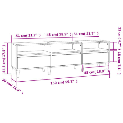 TV Cabinet White 150x30x44,5 cm Engineered Wood