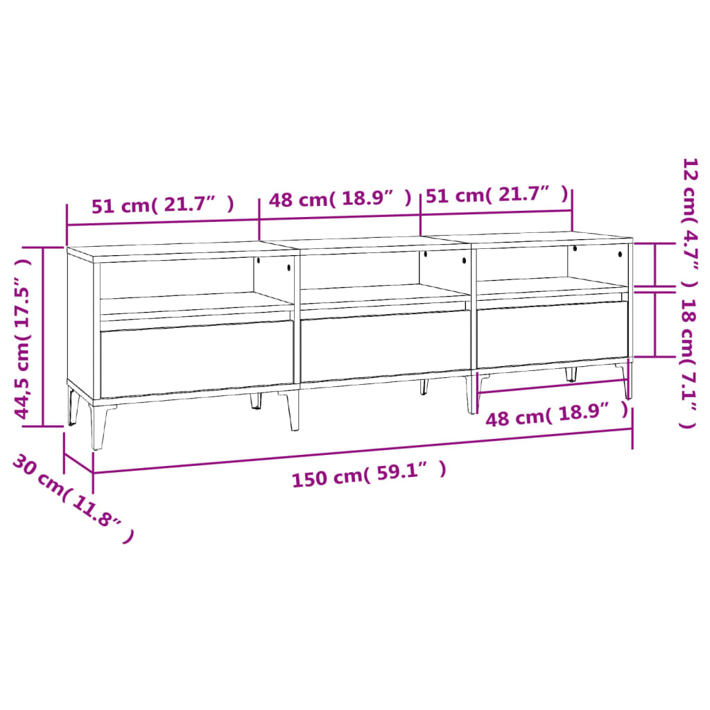 TV Cabinet Concrete Grey 150x30x44,5 cm Engineered Wood