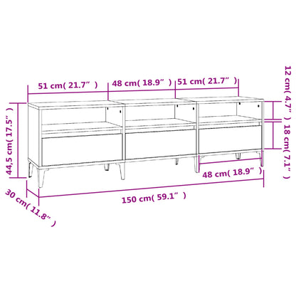 TV Cabinet Smoked Oak 150x30x44,5 cm Engineered Wood