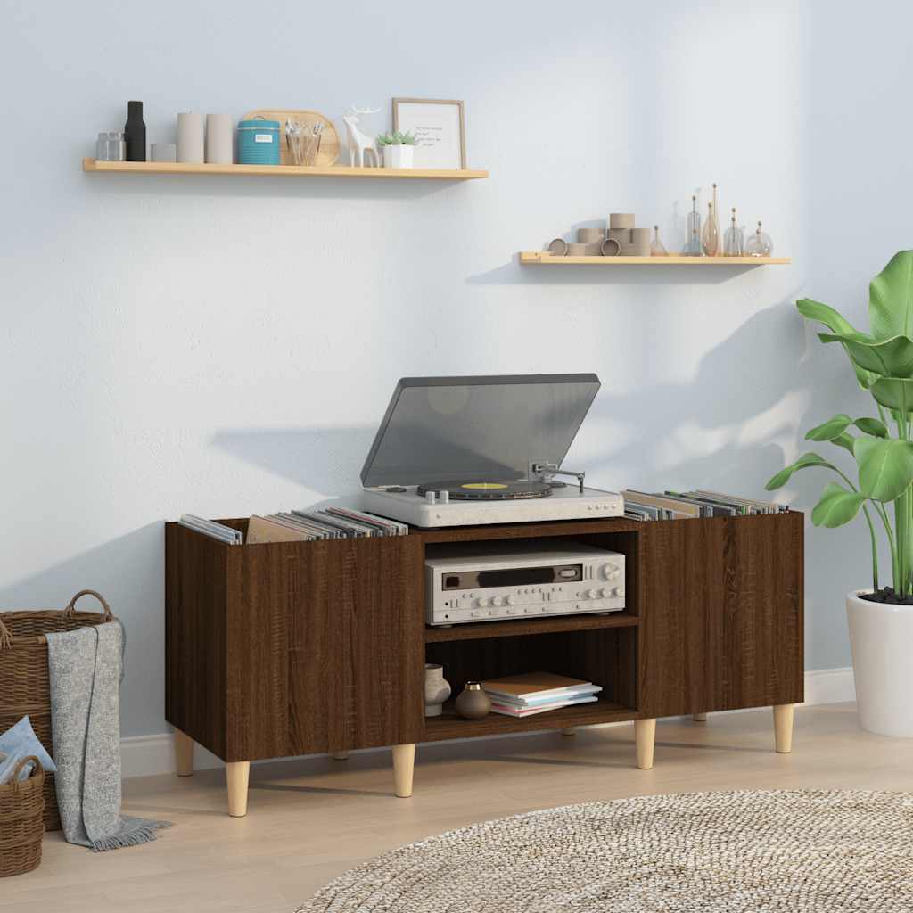 Record Cabinet Brown Oak 121x38x48 cm Engineered Wood