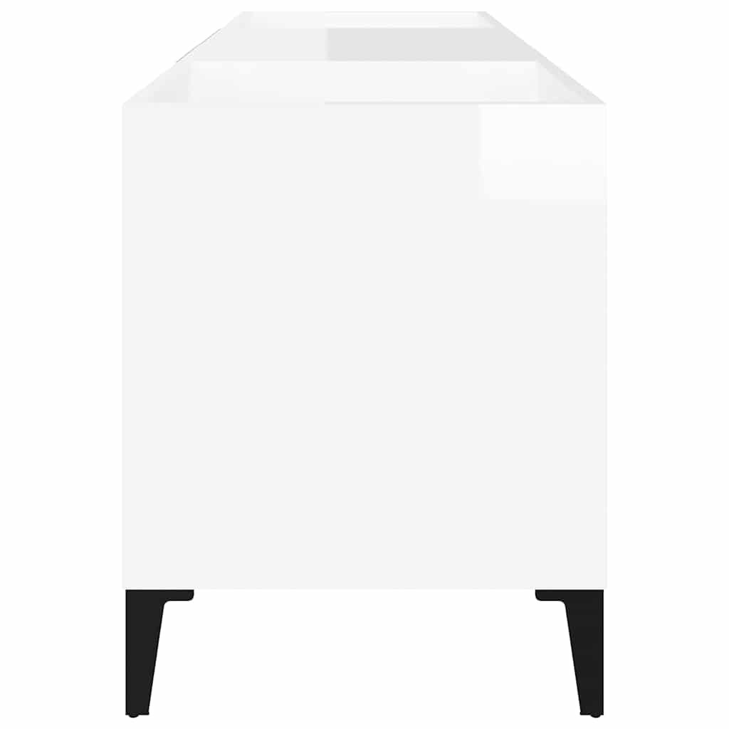 Record Cabinet High Gloss White 121x38x48 cm Engineered Wood