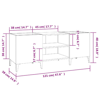 Record Cabinet Concrete Grey 121x38x48 cm Engineered Wood