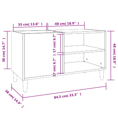 Record Cabinet Concrete Grey 84.5x38x48 cm Engineered Wood