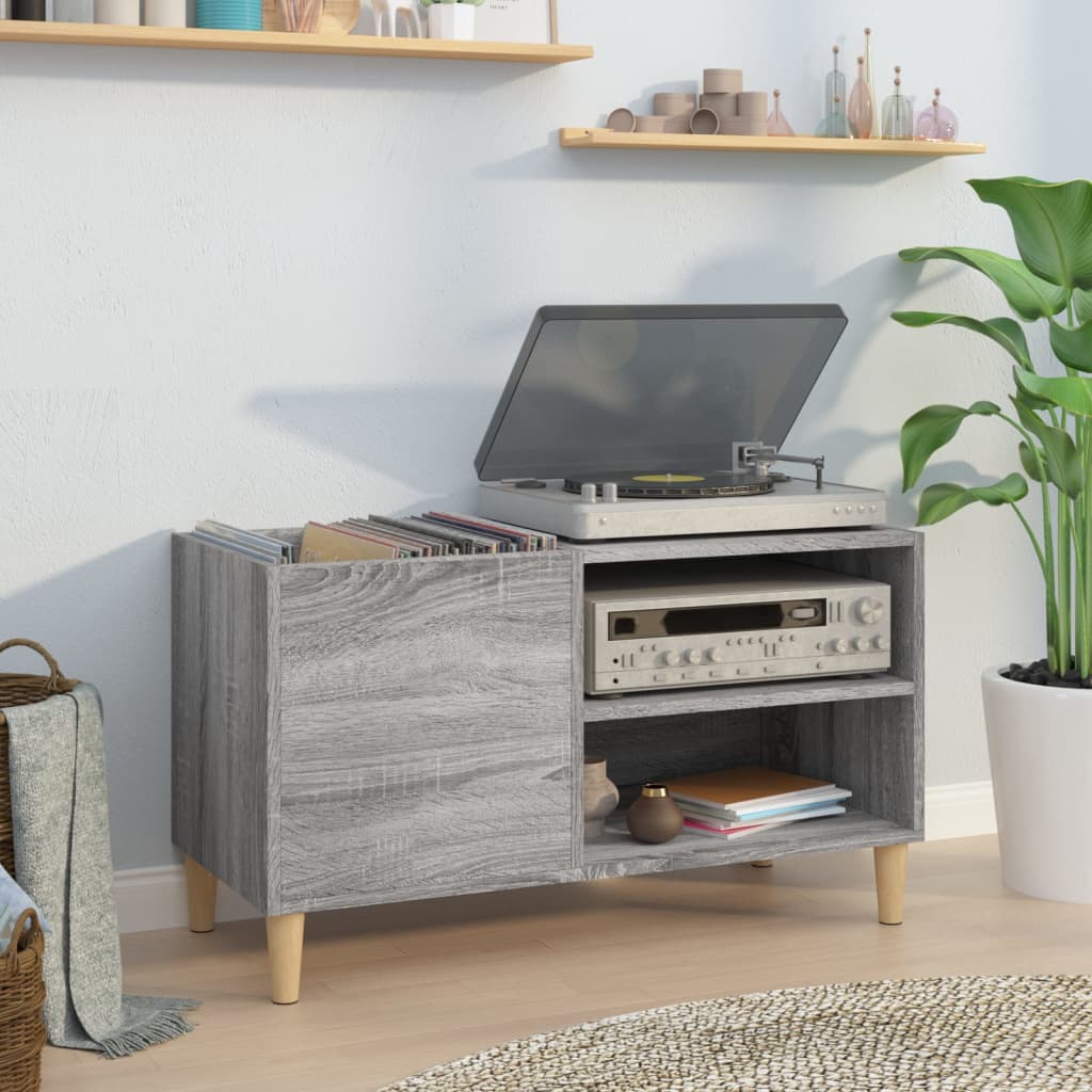 Record Cabinet Grey Sonoma 84.5x38x48 cm Engineered Wood