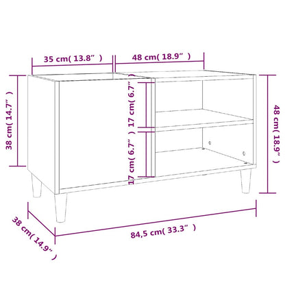 Record Cabinet Black 84,5x38x48 cm Engineered Wood