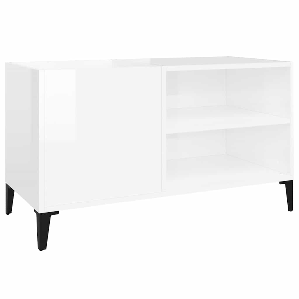 Record Cabinet High Gloss White 84,5x38x48 cm Engineered Wood
