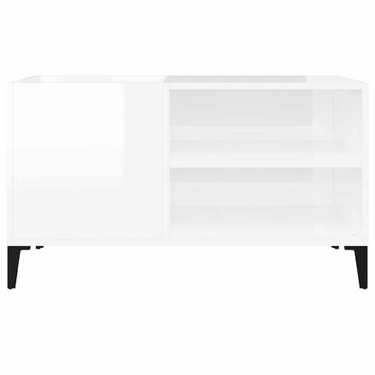 Record Cabinet High Gloss White 84,5x38x48 cm Engineered Wood